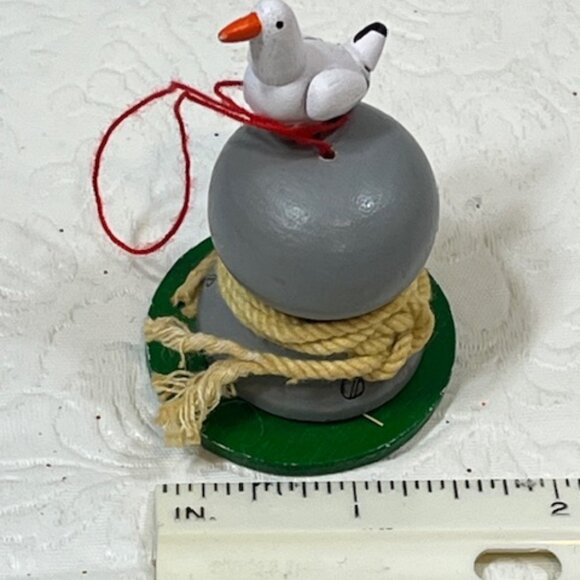 Wooden Seagull on Buoy/Dock Post Christmas Tree Hanging Ornament 2.75"Tall - Picture 7 of 10